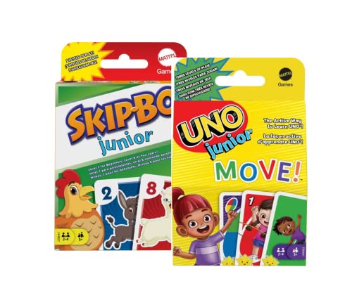 Mattel UNO Junior Move Kartenspiel und SkipBO Junior Kartenspiel im Set | ab 3 Jahren | 2-4 Spielern von Collectix