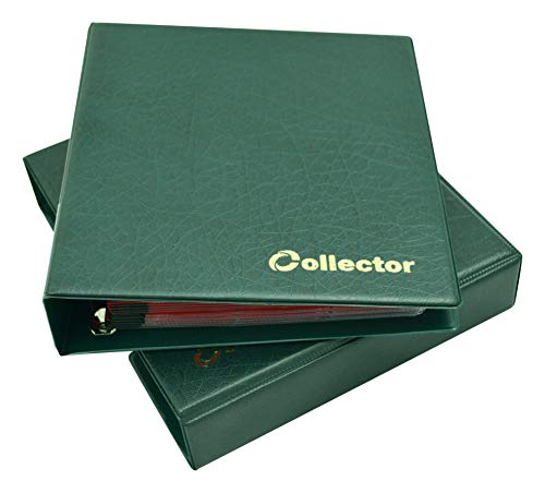 Collector Münz-Sammelalbum mit Etui für 300 Verschiedene Münzen-Größen, von Großen bis Kleinen Münzen - mit Seiten und Roten Trennblättern + Index - Grün Münzalbum von COLLECTOR