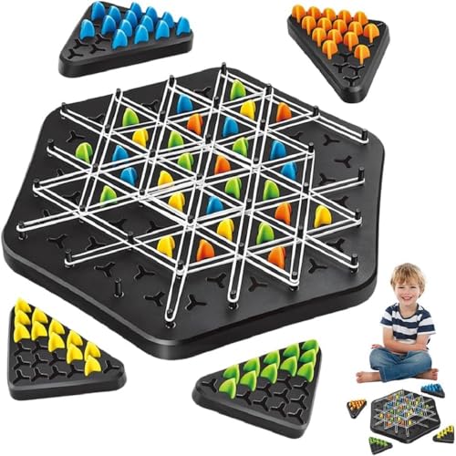 Chain Triangle Game, Chain Triangle Board Game, Territory Capture Family Game, Triggle Rubber Chess Band Game, Triggle Board Game with Rubber Band, 2 to 4 Players, Ages 3+ von Collenatsy