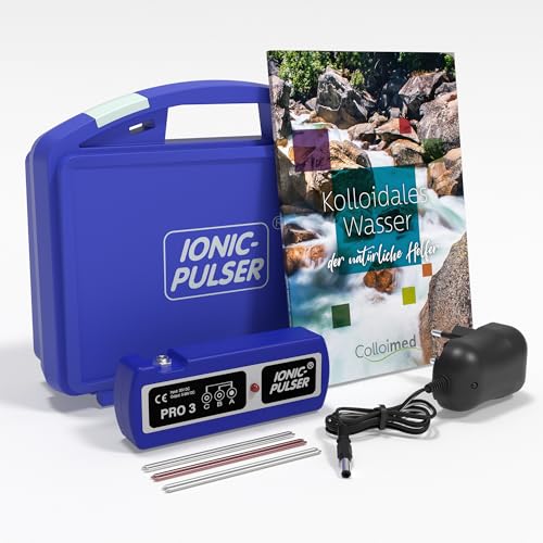 Medionic Ionic-Pulser Pro 3 + 1 Paar Silber-Elektroden + 1 Paar Kupfer-Elektroden + 1 Paar Magnesium-Elektroden + Buch Kolloidales Wasser (Pro3+Ag+Cu+Mg) von Colloimed