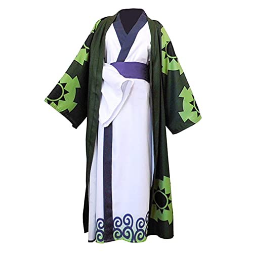 Roronoa Zoro Cosplay Kostüm Einteiler Anime Wano Country Deluxe Umhang Robe Kimono Halloween Outfit von Colonghsou