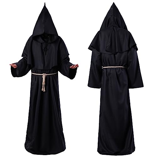 Colonghsou Mönch Robe Prister Medieval Halloween Cape Gewand RenaissanceHerren Umhang Für Karneval Cosplay Outfit von Colonghsou