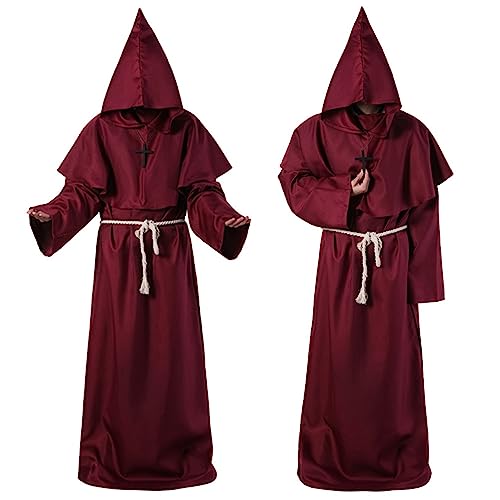 Colonghsou Mönch Robe Prister Medieval Halloween Cape Gewand RenaissanceHerren Umhang Für Karneval Cosplay Outfit von Colonghsou