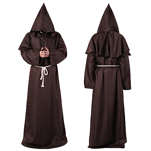 Colonghsou Mönch Robe Prister Medieval Halloween Cape Gewand RenaissanceHerren Umhang Für Karneval Cosplay Outfit von Colonghsou