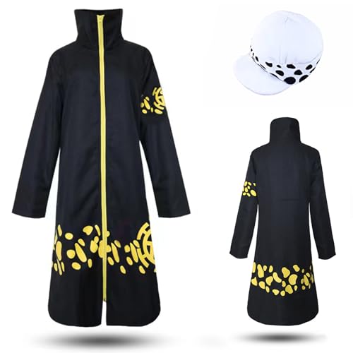 Colonghsou Trafalgar Law Cosplay Kostüm Anime Umhang Hut Chirurgen Uniform Mantel von Colonghsou