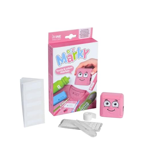 DIY MARKY - Anpassbarer Stempel für Kinder | Für Kleidung und Kinderartikel | Enthält Tinte für bis zu 1000 Drucke | Komplettes Set mit Etiketten und Thermo-Klebeband | (Rosa) von Colop