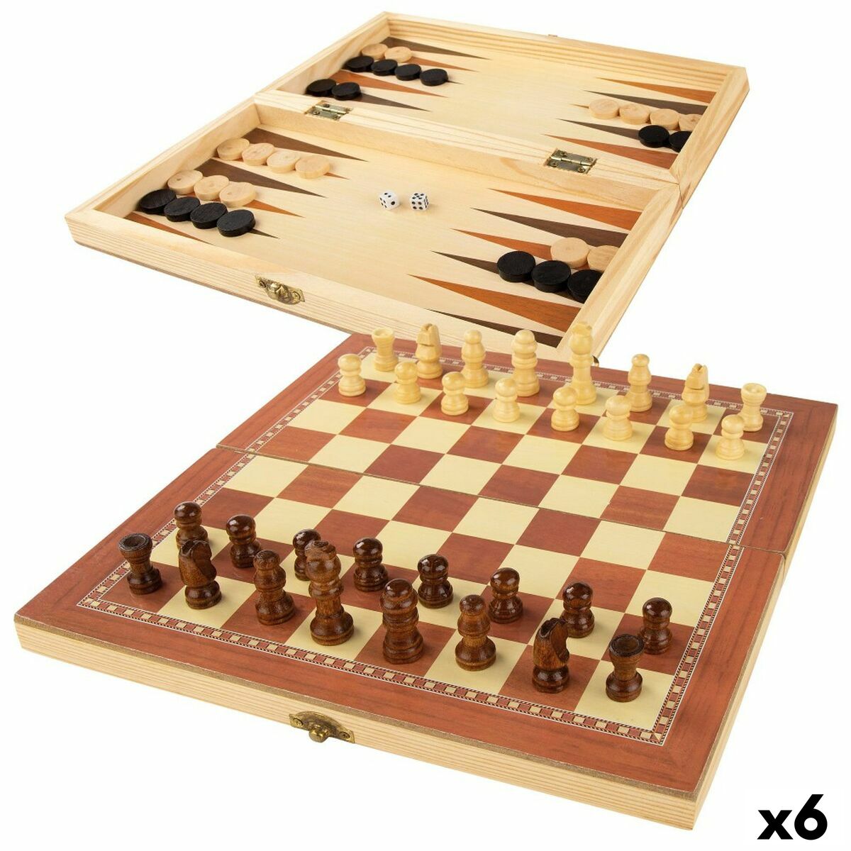 Schach- und Dame-Brett Colorbaby Backgammon Holz (6 Stück) von Colorbaby