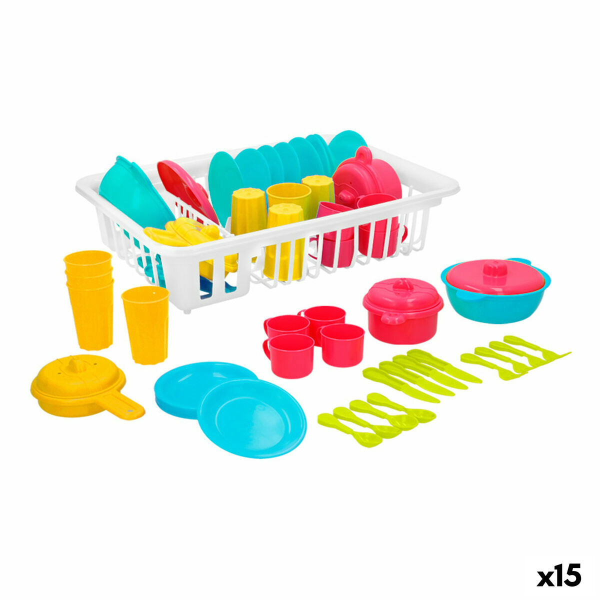 Kindergeschirr-Set Colorbaby Spielzeug Abtropfer 35 Stücke (15 Stück) von Colorbaby