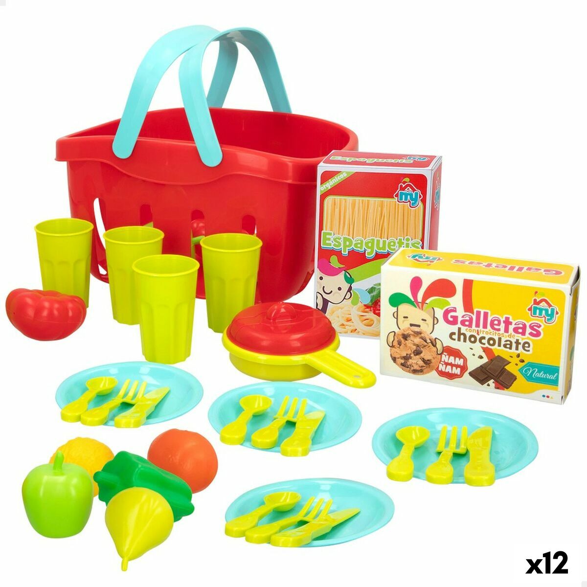 Kit aus Spielzeuglebensmittel Colorbaby Geschirr und Küchenutensilien 33 Stücke (12 Stück) von Colorbaby