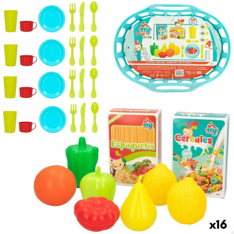 Kit aus Spielzeuglebensmittel Colorbaby Geschirr und Küchenutensilien 34 Stücke 33 Stücke (16 Stück) von Colorbaby