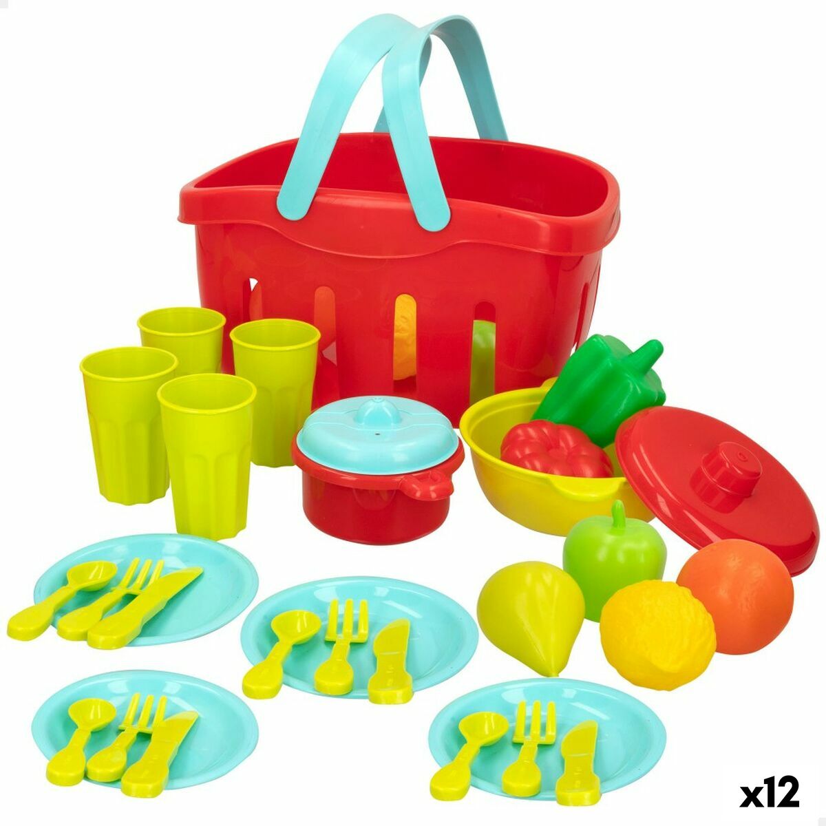 Kit aus Spielzeuglebensmittel Colorbaby Geschirr und Küchenutensilien 36 Stücke (12 Stück) von Colorbaby