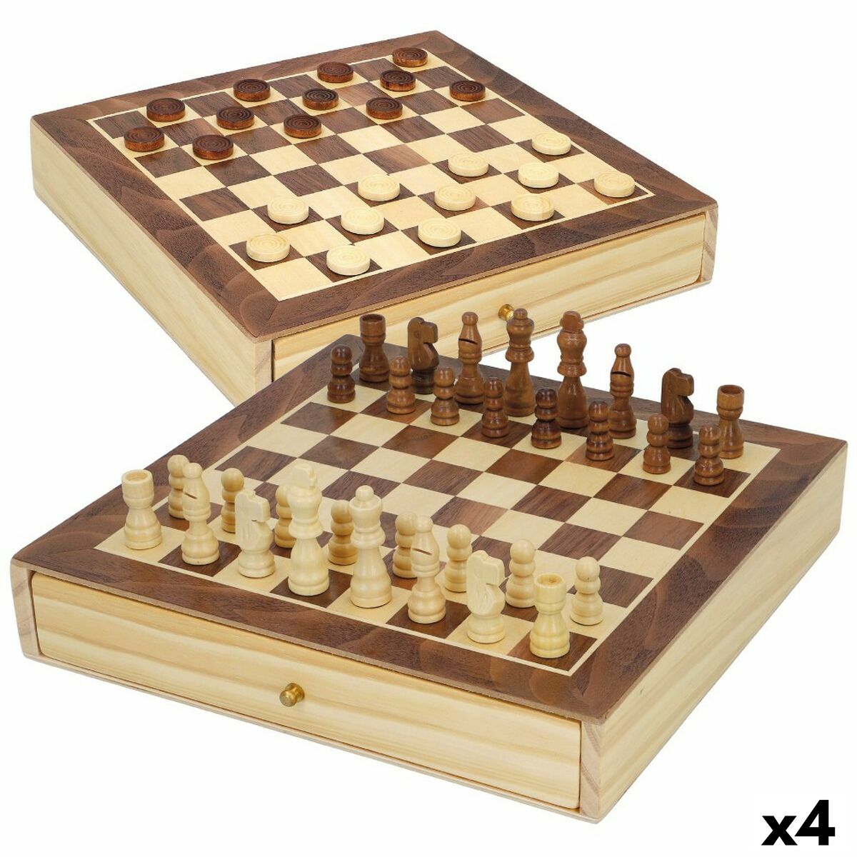 Schach- und Dame-Brett Colorbaby Schublade Holz (4 Stück) von Colorbaby