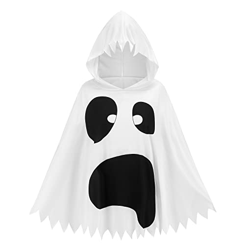 Weißes Kapuzen-Geisterponcho-Kostüm, Halloween-Umhang, Elfenumhang, Cosplay, Rollenspiel (mittelgroß, Geist) von Colorful House