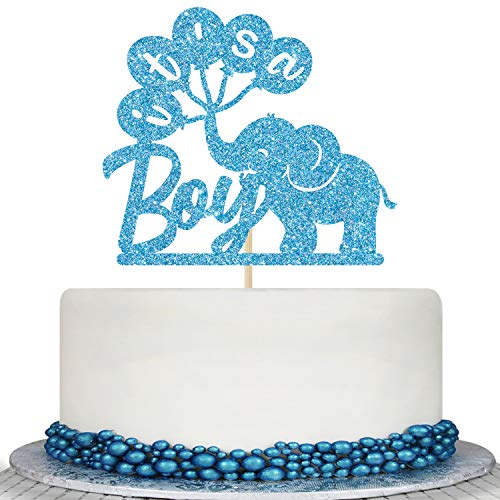 Tortenaufsatz mit Aufschrift "It's a Boy" und Aufschrift "Welcome Baby Boy" (in englischer Sprache), glitzernd, Blau von Colorfulparty