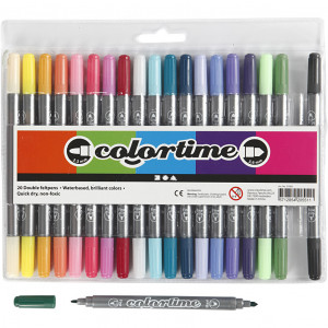 Colortime Dual-Filzstifte, Strichstärke: 2,3+3,6mm, 20 Stk, erweiterte von Colortime