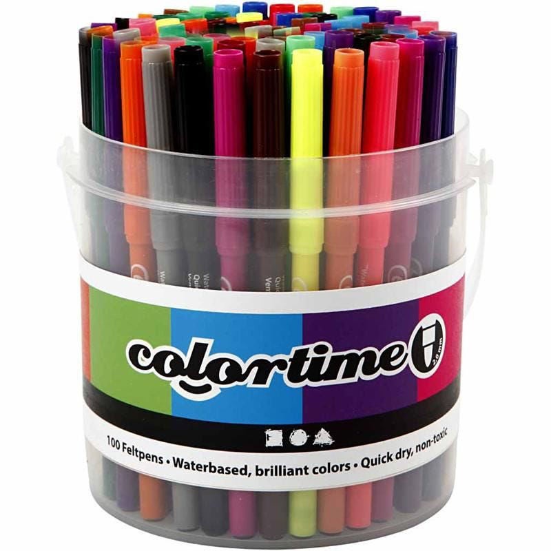 Colortime Filzstifte 5 mm, Gemischte Farben, 100 Stück von Colortime