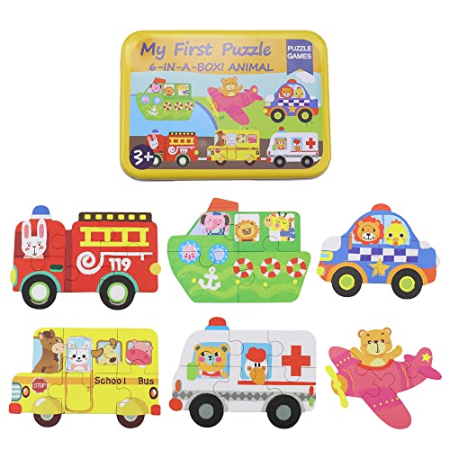 ComPDCVD 6 Stück Kinderpuzzle Auto Holzspielzeug für Kinder Geeignet für Jungen und Mädchen kinderpuzzle ab 3 4 5 Jahren von ComPDCVD