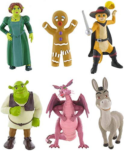 Comansi Shrek Figuren Set mit Shrek, Fiona, Esel, Kater, Drache und Lebkuchenmann von Comansi