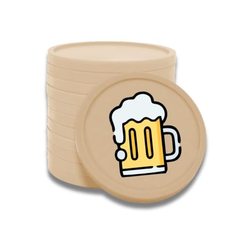 CombiCraft Kunststoff Wertmarken mit Bierkrug-Aufdruck in Beige - 100 Stück pro Packung - 29 mm Durchmesser - Ideal als Zahlungsmittel für Veranstaltungen von CombiCraft