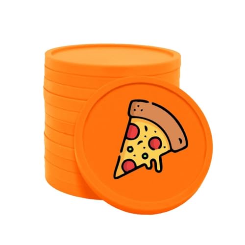 CombiCraft Kunststoff Wertmarken mit Pizzastück-Aufdruck in Orange - 100 Stück pro Packung - 29 mm Durchmesser - Ideal als Zahlungsmittel für Veranstaltungen von CombiCraft