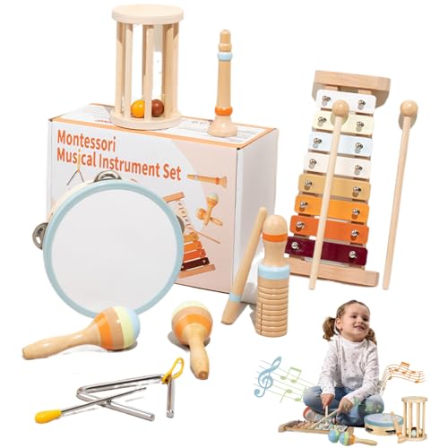 7 PCs/Set Kids Musical Instrumente Volleinstellige hölzerne Baby-Musikinstrumente für 1-3 Jahre alte Kinder, die sicher, genaue Kleinkind-Musikinstrumente für Musikausbildung, Baby-Musikinstrumente, von Comebachome