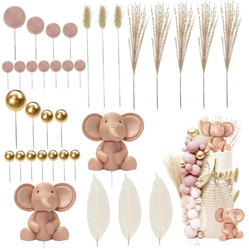 Comebachome Babyparty -Kuchen -Top, 1 Set Elefant thematisch Babykuchen Dekorationen, Perlenkasten Kuchen Picks Babyparty Kuchendekoration (Stil 2) von Comebachome