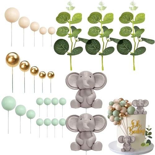 Comebachome Babyparty -Kuchen -Top, 1 Set Elefant thematische Babykuchen -Dekorationen, Perlenkasten Kuchen Picks Babyparty -Kuchen -Dekoration (Stil 1) von Comebachome