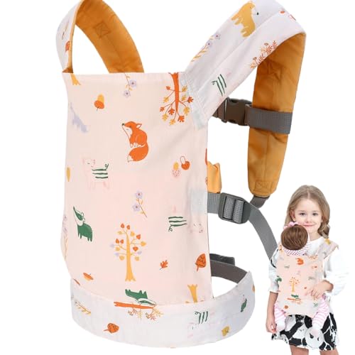 Babypuppenträger, Vorder- und Back-Puppen-Trägerblumenmuster Baumwollpuppenträger mit einstellbaren Schnallen Babypuppen Stofftierträgern für 2-6 Jahre kleine Mädchen, Puppenträger, Babypuppenträger von Comebachome