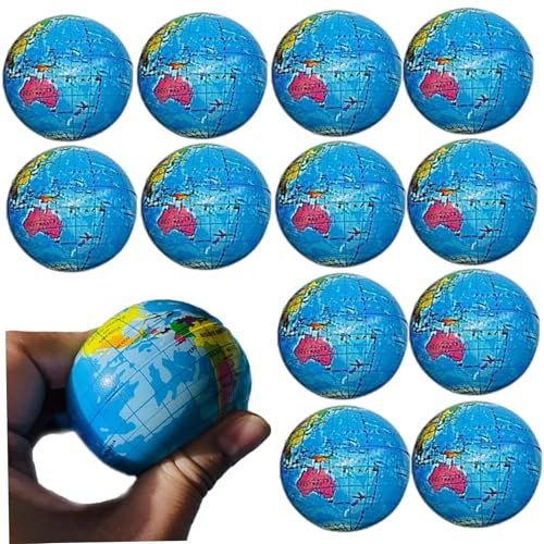 Comebachome 12pcs Mini Globe Relief Stress Bälle 2,5 -Zoll -Globus Ball Lernen Bildung Earth Ball Weiche und komfortable Globus Stressbälle für Schulkinder Vorräte, Earth Ballmini Globe von Comebachome