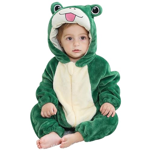 Comebachome Frosch- Onesie Baby, Flanell mit Kapuzenfrosch -Pyjama, Baby Frosch -Strampler von Comebachome