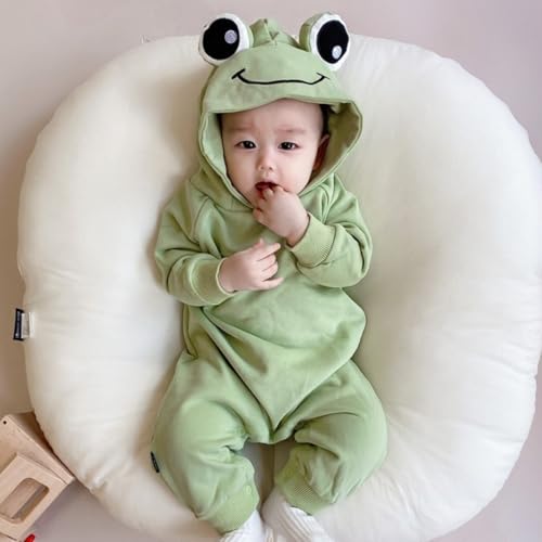 Comebachome Froschkostüm Baby, entzückender Baby -Frosch -Jumpsuit mit Frosch -Augenhaube, Säuglings -Langhülle mit Kapuze -Strampler für Neugeborene im Alter von 0 bis 1 Jahr (M, 73 cm) von Comebachome