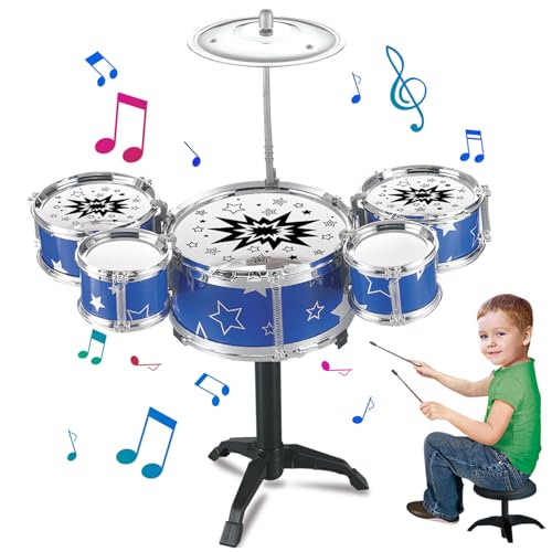 Comebachome Kids Drum Set, Kleinkind -Rock -Drum -Set mit 5 Drums & 1 Becken, frühe Bildung Mini Drum Set, Kleinkind -Musikinstrumentenspielzeug für Kinder im Alter von 3 + (blau) von Comebachome