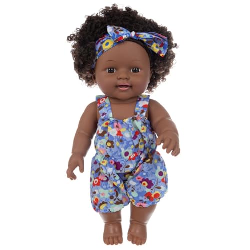 Comebachome Schwarze Babypuppen, 12 Zoll Vinyl African American Baby Girl Puppe mit Strampler und Stirnband, realistische Puppe für Kinder im Alter von 2 + (Stil 1) von Comebachome