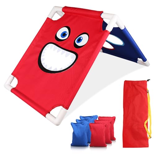 Cornhole Board Set, doppelseitige Maisloch-Spiele für Erwachsene Kinder, große Mund-Monster-Mais-Loch-Spiele, Bohnensack-Eltern-Kind-Spiel für Outdoor Camping von Comebachome