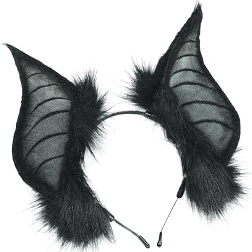 Fledermaus -Stirnband, Pelz -Fledermausohren Stirnband, gotisches Fledermaus -Stirnband, Fledermausohren Kopfstück für Frauen Halloween Cosplay (Stil 1) von Comebachome