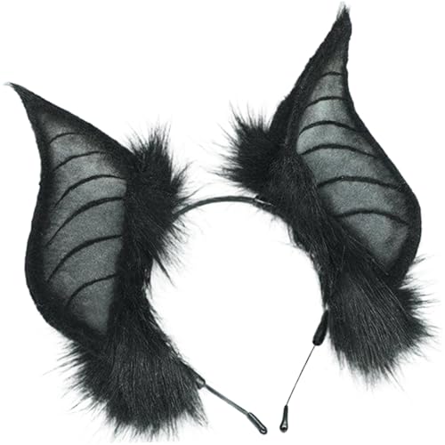 Fledermaus -Stirnband Gothic Halloween Fledermaus Ohren Stirnband Einen Größe Plüsch Bat Ohren Kopfstück für schickes Cosplay -Kostüm Halloween Party, Schwarz, Fledermausohren, Fledermaus -Stirnband von Comebachome