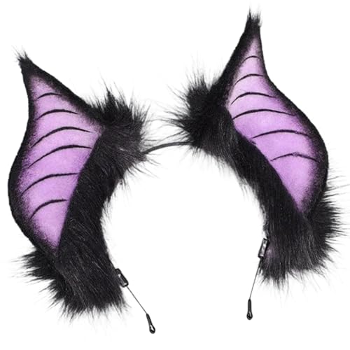 Fledermausohren Stirnband, pelziges Fledermaus -Stirnband, gotische pelzige Ohren Kopfstück für Halloween -Cosplay -Kostüm (lila) von Comebachome