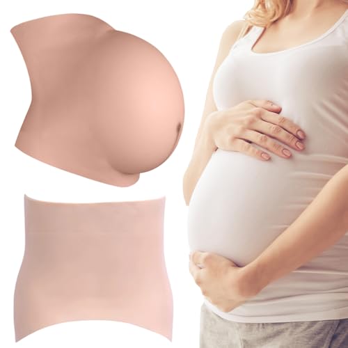 Gefälschte Schwangerschaftsbauch, gefälschte schwangere Bauch 6-8 Monate gefälschte Schwangerschaft Bauch Realistisch Silikon Künstliche Babybumpe Weiche Haut Berührung tragbarer schwangerer Bauchbod von Comebachome