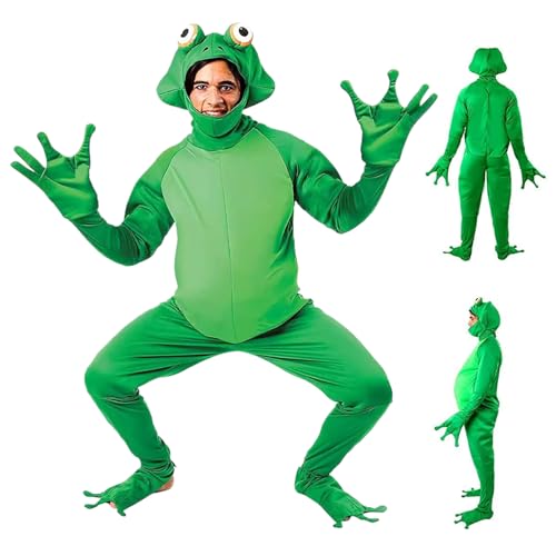 Halloween-Kostüme Cosplay Frog Kostüm Polyester Frosch Onesie Unisex Tierkostüm Einteilige Cosplay-Froschanzug für Erwachsene, Frauen und Männer, m von Comebachome