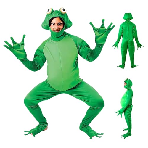 Halloween-Kostüme Cosplay Frog Kostüm Polyester Frosch-Strampler Unisex Tierkostüm EIN-teiliges Cosplay-Froschanzug für Erwachsene, Frauen und Männer, XL von Comebachome