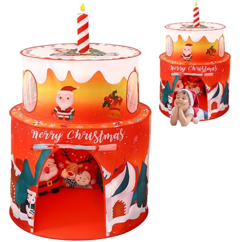 Kinder Spielen Zelt kuchenförmige Weihnachtsfeierzelt, Oxford Stoff Kinder Zelt Indoor 49x40 Cake Playhouse für Jungen Mädchen Kinder Innengeburtstagsfeier Weihnachtsdekor, Weihnachtskuchen, Kinderze von Comebachome