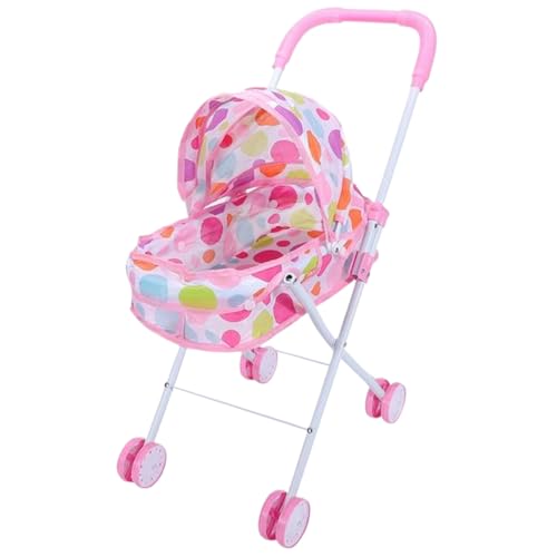 Puppenwagen Niedliche Punktmuster Babypuppen Kinderwagen Faltbare Puppenwagen mit Push -Griff abnehmbar waschbarer Babypuppenwagen für Mädchen, so tun, dass Spiele, Style 1, Puppenwagen, Kinderwagen von Comebachome