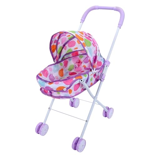 Puppenwagen Niedliche Punktmuster Babypuppen Kinderwagen Faltbare Puppenwagen mit Push -Griff abnehmbar waschbarer Babypuppenwagen für Mädchen, vorgetäuschtes Spiel, Style 2, Puppenwagen, Baby Kinder von Comebachome