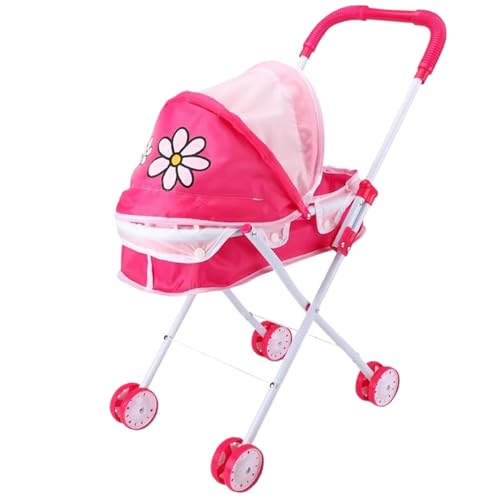 Puppenwagen Niedlichen Muster Babypuppen Kinderwagen Klappbares Puppenwagen mit Push -Griff abnehmbar waschbarer Babypuppenwagen für Mädchen, so tun, als Spiel, Puppenwagen, Baby Kinderwagen für Pupp von Comebachome