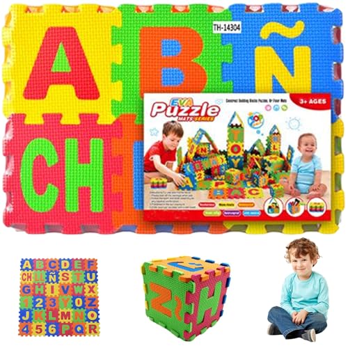 Teppichpuzzlematten für Boden, 36pcs/Set Spanische Alphabet -Eva -Puzzlematten, Russisches Alphabet, Kleinkinder Playmat für Kinderzimmerboden von Comebachome