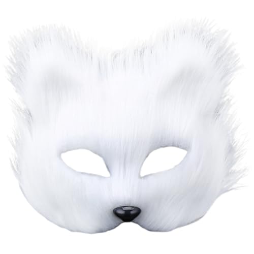 Therian Maske, halbgesichtliche Fuchsmaske, atmungsaktive Tiermaske für Erwachsene Kinder, weiches glattes Cosplay pelzig von Comebachome