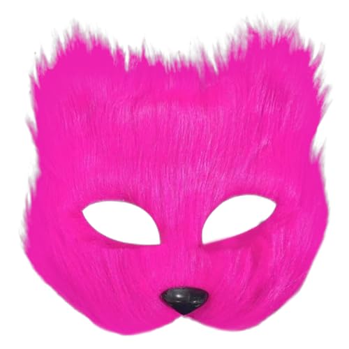 Therian Maske, halbgesichts Fuchsmaske, atmungsaktive Tiermaske für Erwachsene Kinder, weiches glattes Cosplay pelziger Kostüm für Maskerade Party Ostern Rose Rot, Therian Ausrüstung, Therian Maske von Comebachome