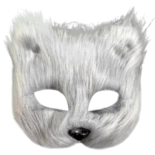 Tierfuchs Wolfsmaske, Halloween -Party -Cosplay -Kostüme Requisiten, Plüschkatze halbe Gesichtsmasken für Karneval Weihnachten Masquerade (Stil 6) von Comebachome