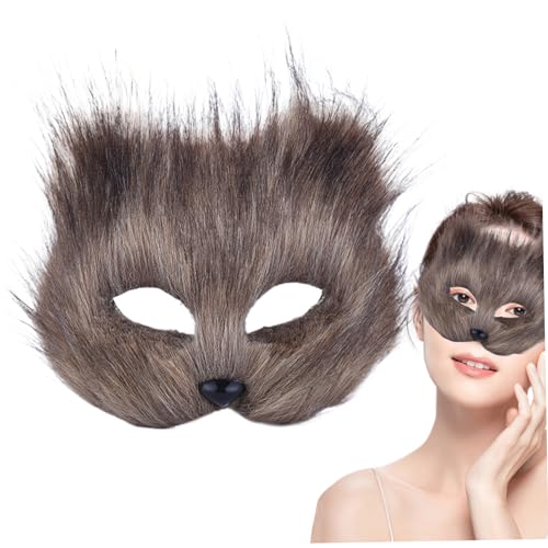 Tierfuchs Wolfsmaske, Halloween -Party -Cosplay -Kostüme Requisiten, Plüschkatze halbe Gesichtsmasken für Karneval Weihnachten Masquerade (Style 4) von Comebachome