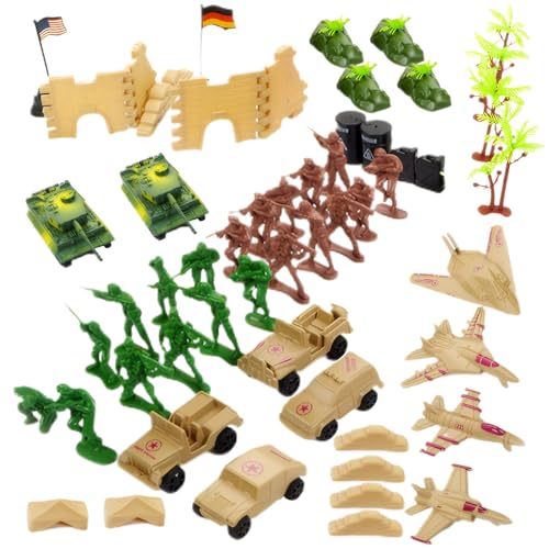 WW2 Toys 62pcs/Set Plastik WW2 Armee -Männer -Aktion mit Militärfahrzeug, Flugzeugen, Tanks und anderen Accessoires lustige Armee -Spielzeug für Jungengeschenk, BMC Army Men, WW2 -Spielzeug von Comebachome